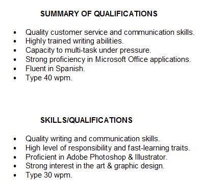 types of qualifications for resumes