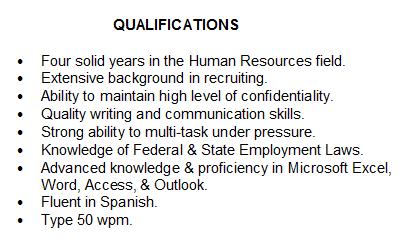 Examples Of Qualifications For A Job