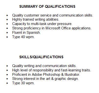 Qualifications summary resume