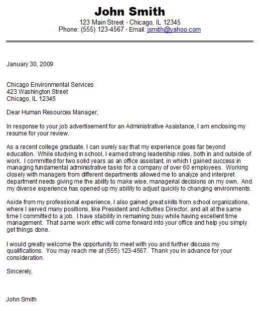 cover letter sample for entry level student job candidates